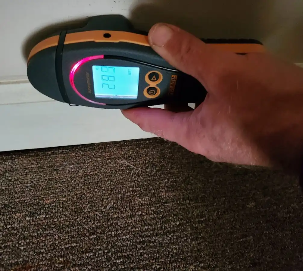 Moisture detection at baseboard during Mold Inspection & Testing in Sugarland Run